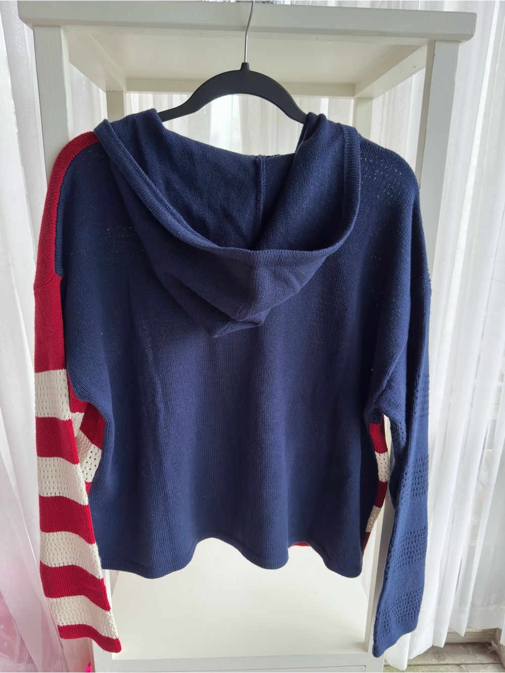 Lucky Brand Red, White & Navy Americana Zip Hoodie Cardigan NWT Size Large - Picture 2 of 4